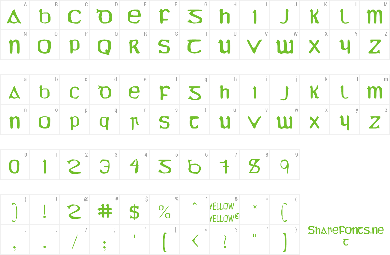 Font YY Uncial Most Irish Molded preview